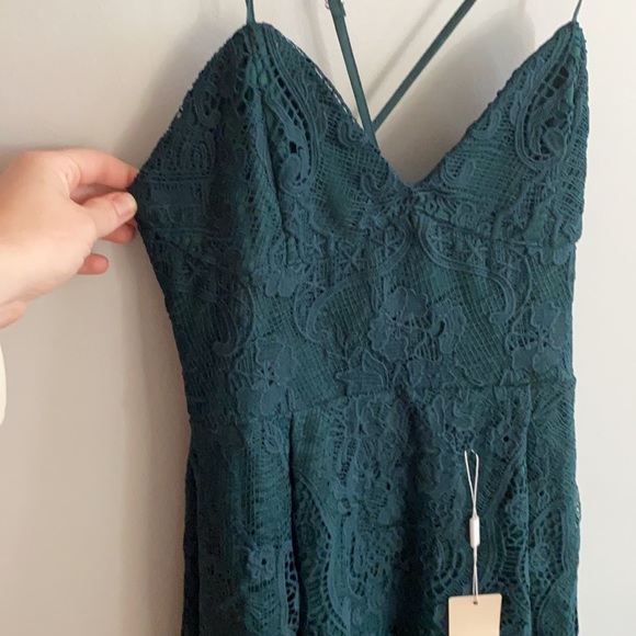 Gorgeous High Low Green Lace Dress - Picture 2 of 5